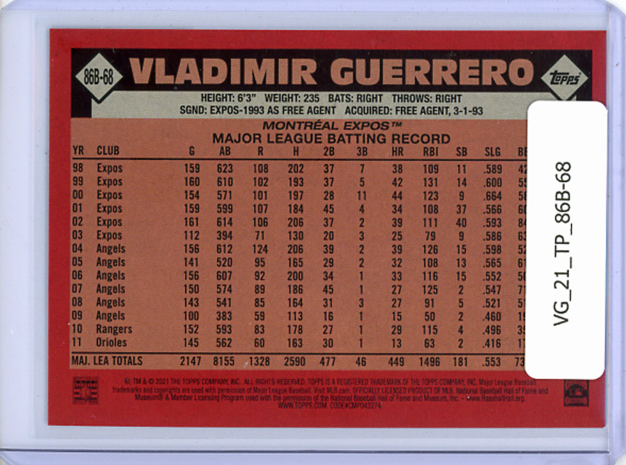 Vladimir Guerrero 2021 Topps, 1986 Topps #86B-68