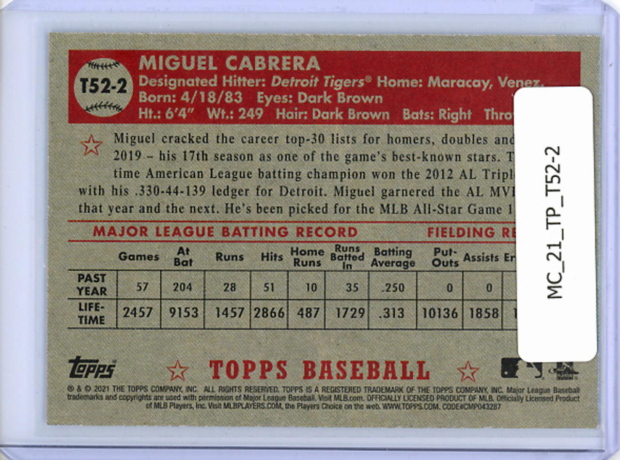 Miguel Cabrera 2021 Topps, 1952 Topps Redux #T52-2