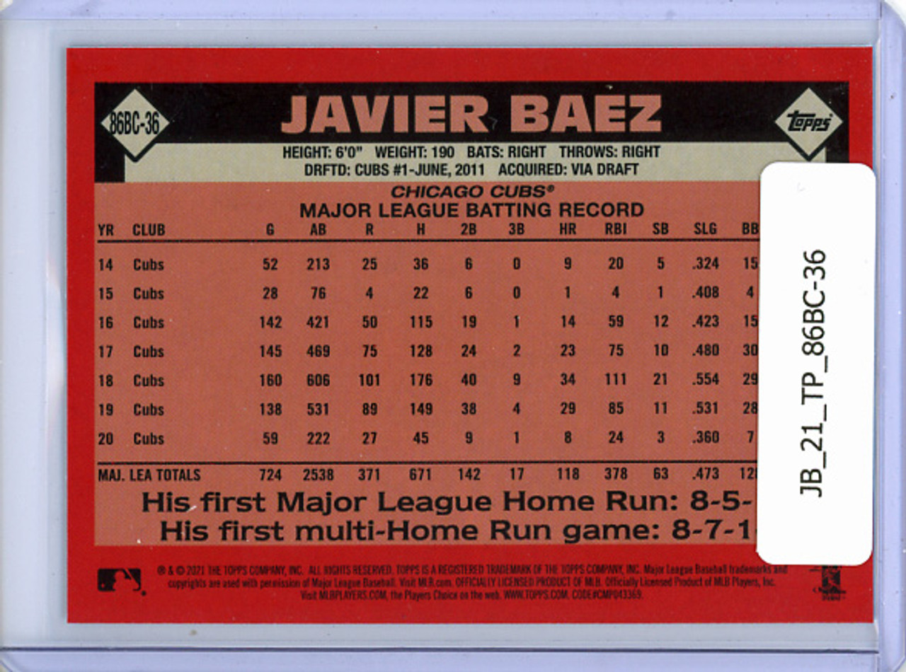 Javier Baez 2021 Topps, 1986 Topps Silver Pack Chrome #86BC-36