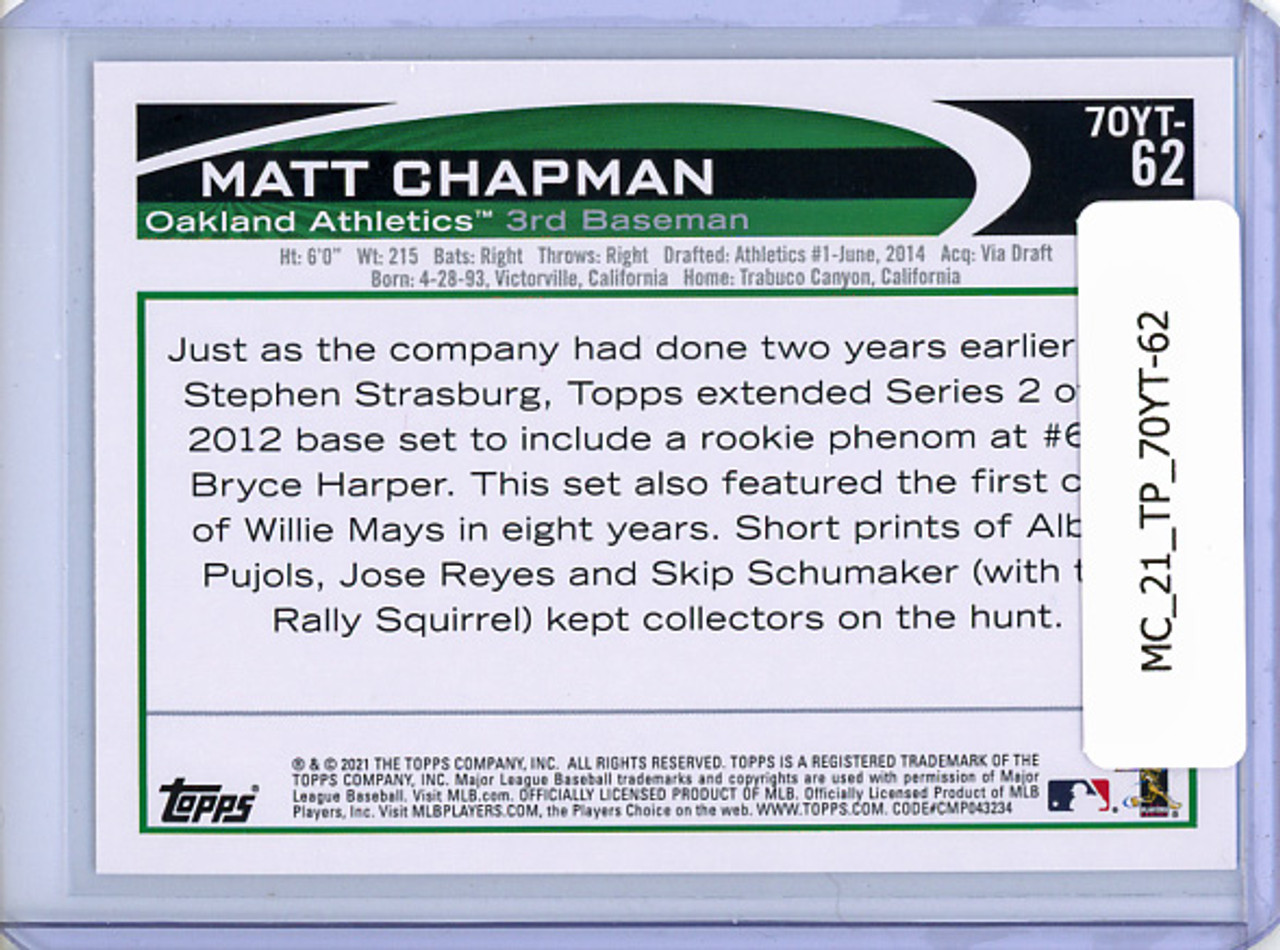 Matt Chapman 2021 Topps, 70 Years of Topps Baseball #70YT-62 2012 Topps
