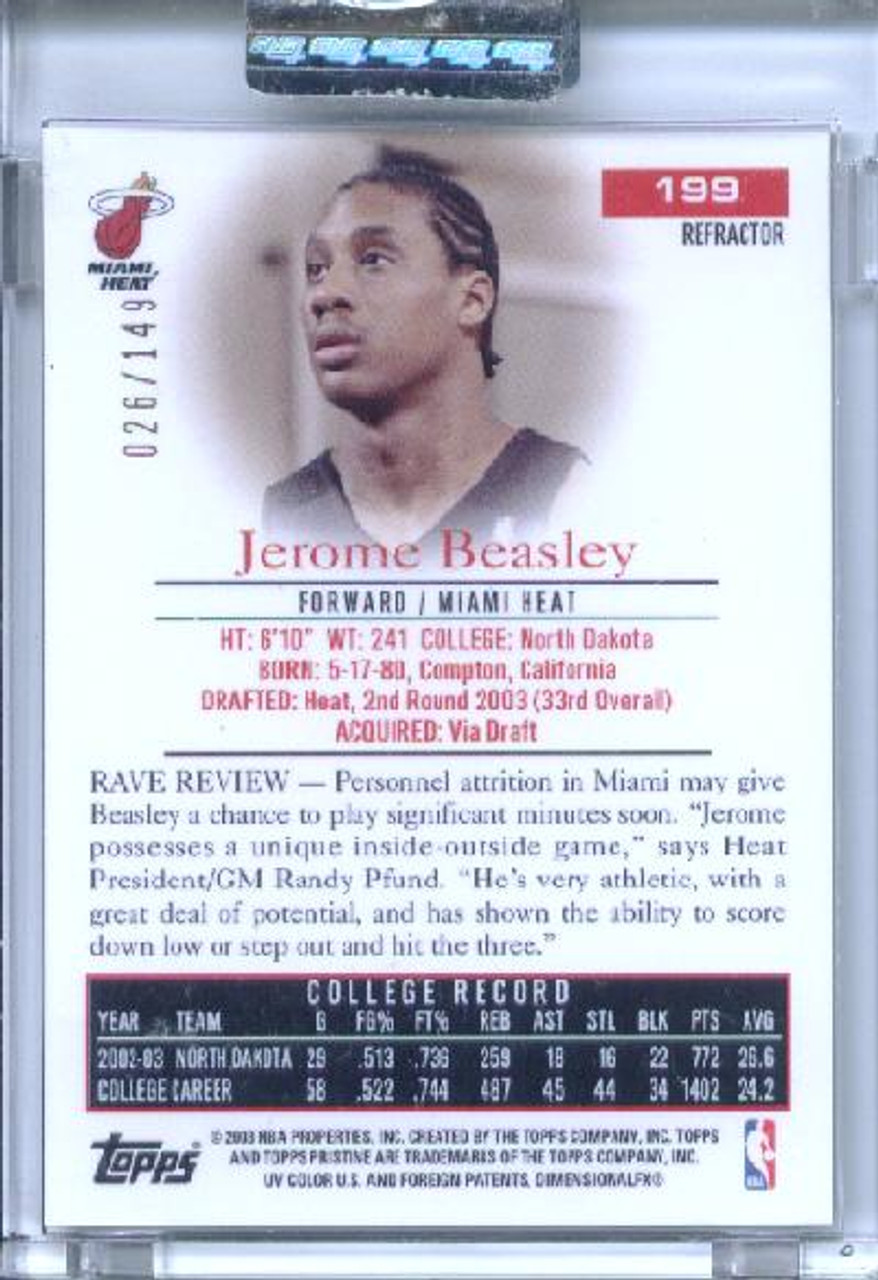 Jerome Beasley 2003-04 Pristine #199 Refractor (#026/149)