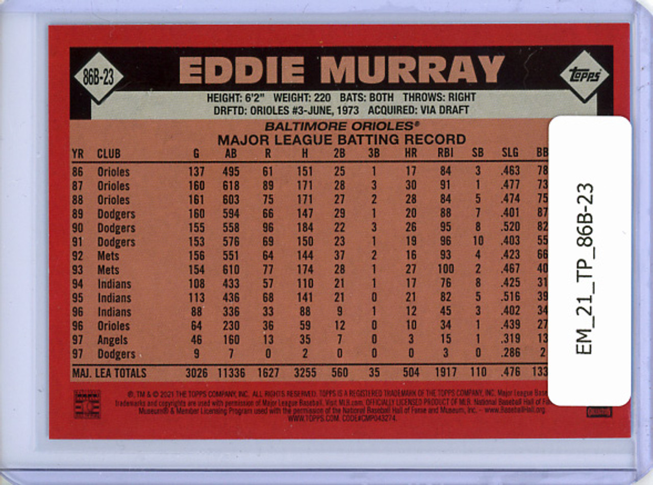 Eddie Murray 2021 Topps, 1986 Topps #86B-23