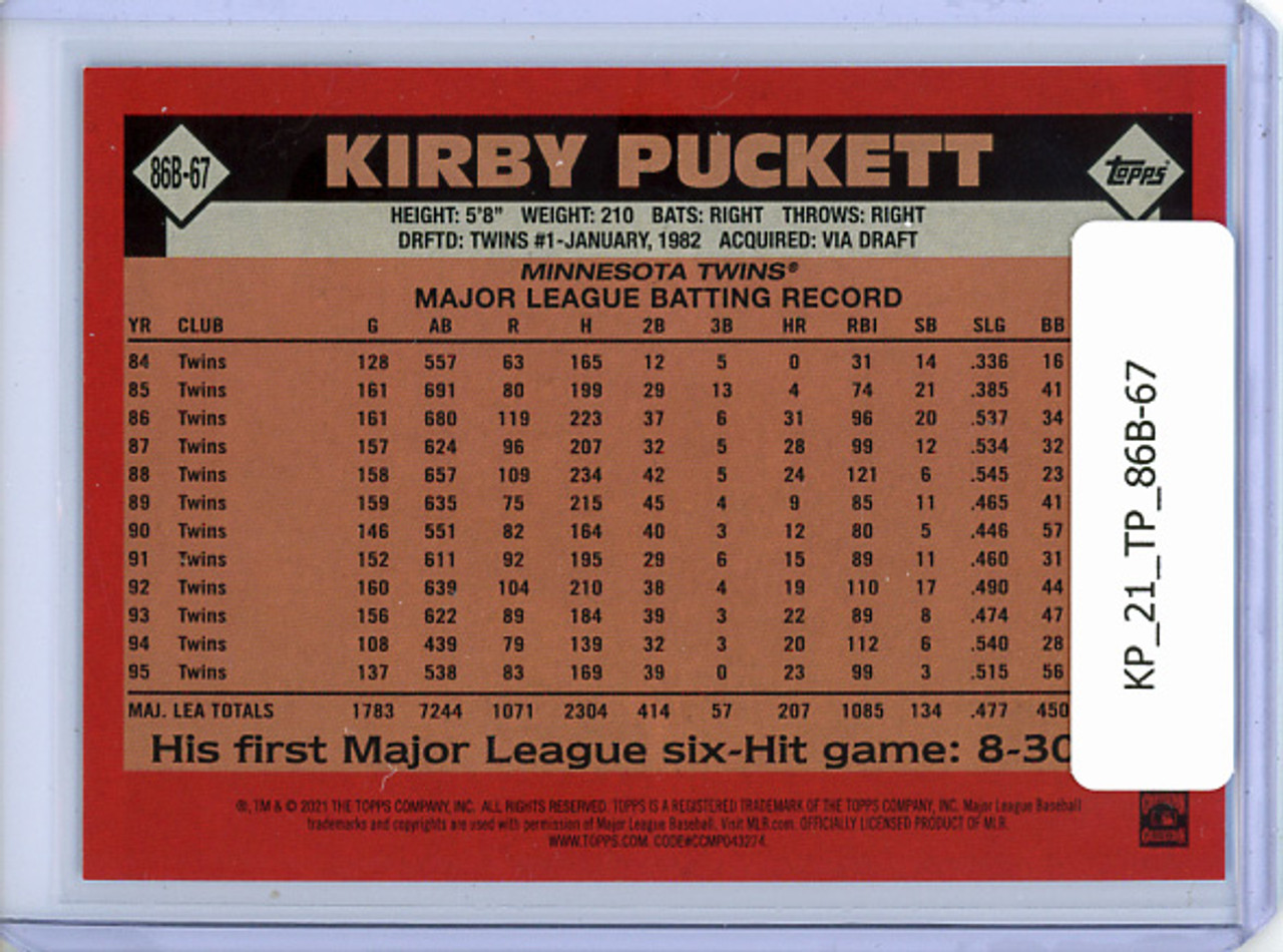 Kirby Puckett 2021 Topps, 1986 Topps #86B-67