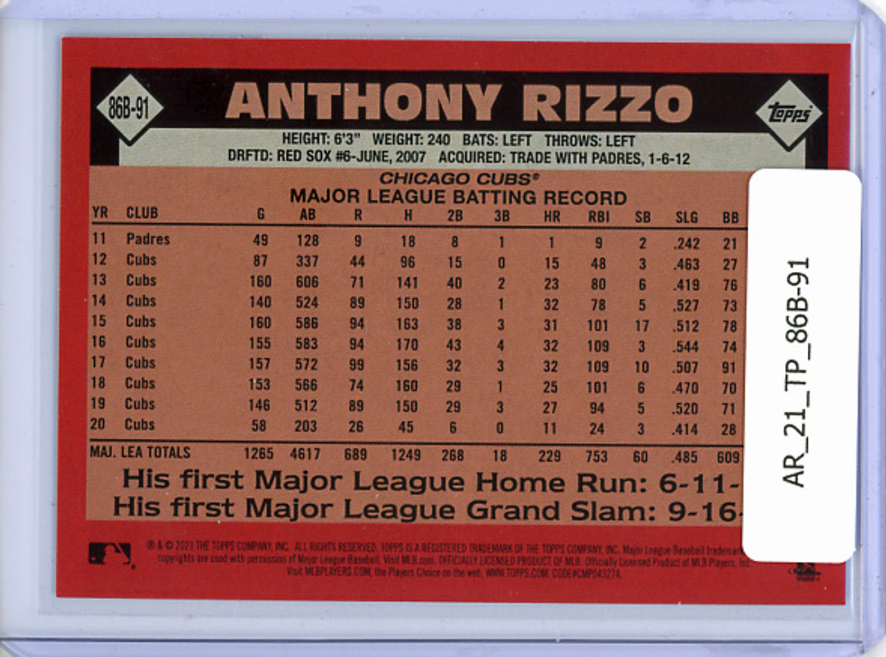 Anthony Rizzo 2021 Topps, 1986 Topps #86B-91