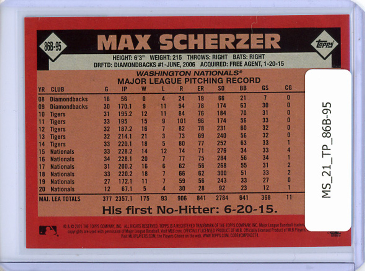 Max Scherzer 2021 Topps, 1986 Topps #86B-95