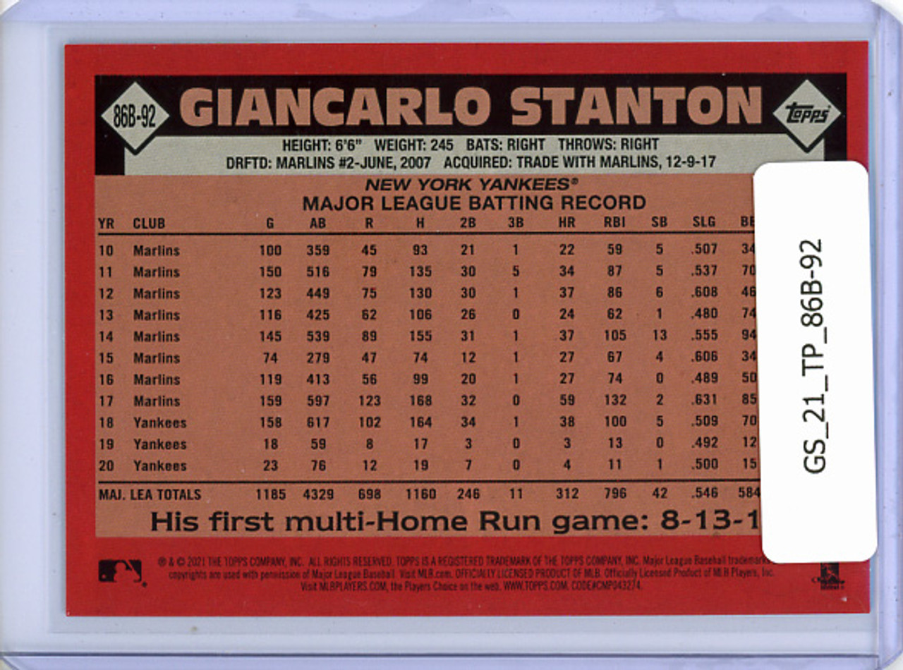 Giancarlo Stanton 2021 Topps, 1986 Topps #86B-92