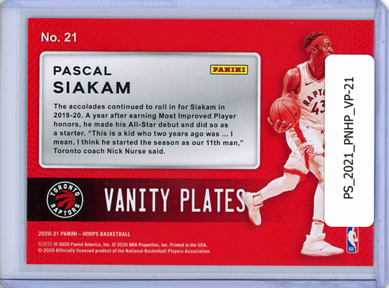 Pascal Siakam 2020-21 Hoops, Vanity Plates #21