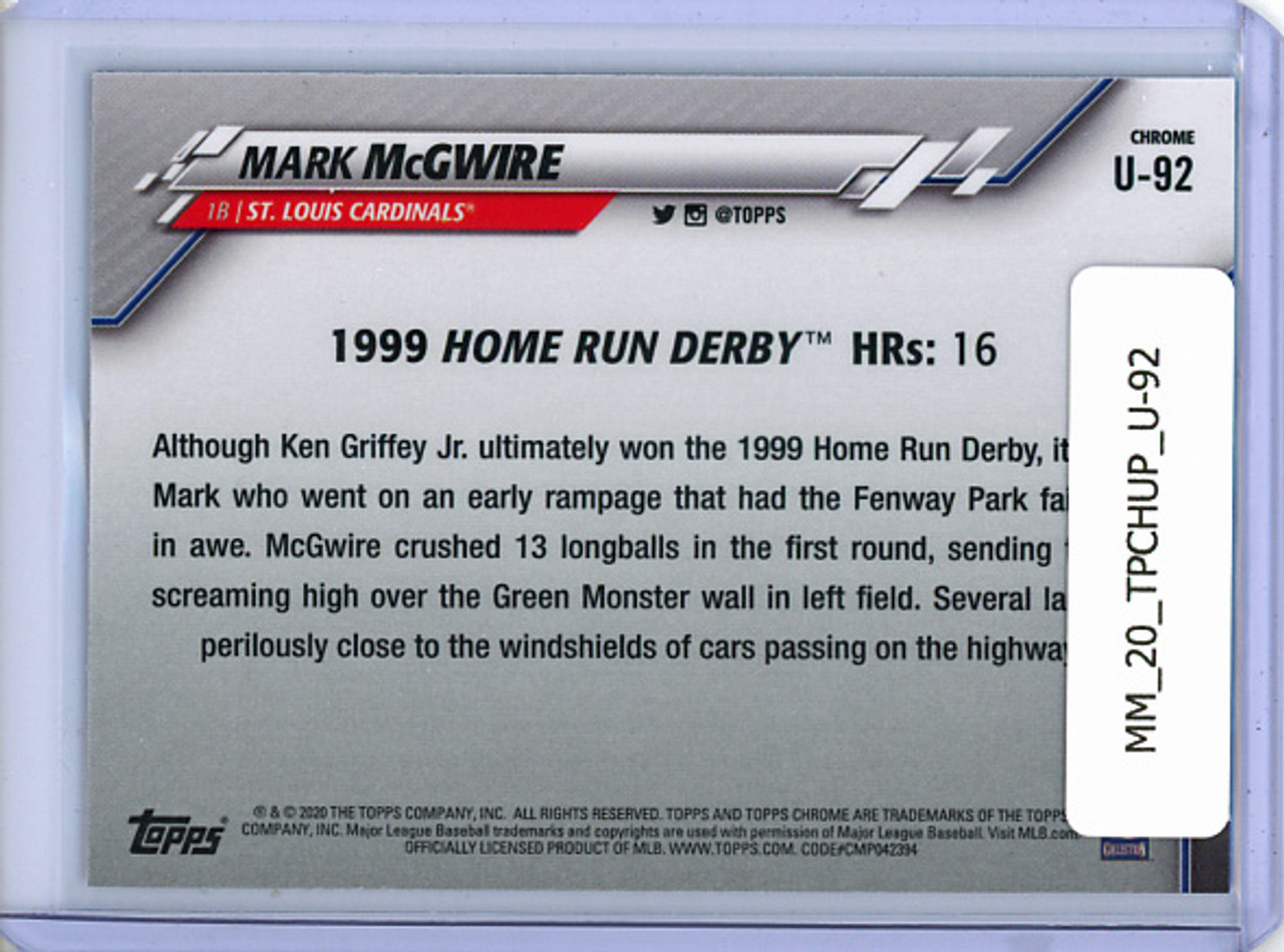 Mark McGwire 2020 Topps Chrome Update #U-92 1999 Home Run Derby