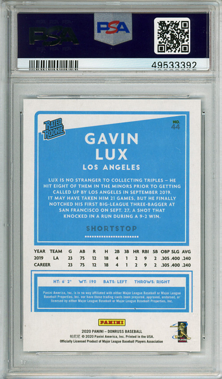 Gavin Lux 2020 Donruss #44 Independence Day PSA 10 Gem Mint (#49533392)