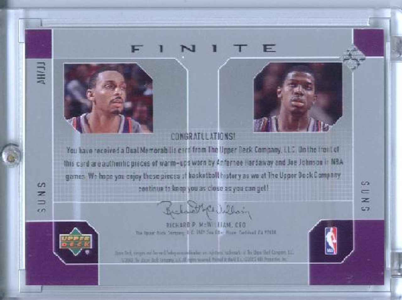 Joe Johnson, Anfernee Hardaway 2002-03 Finite, Elements Dual Warm-Ups #AH/JJ