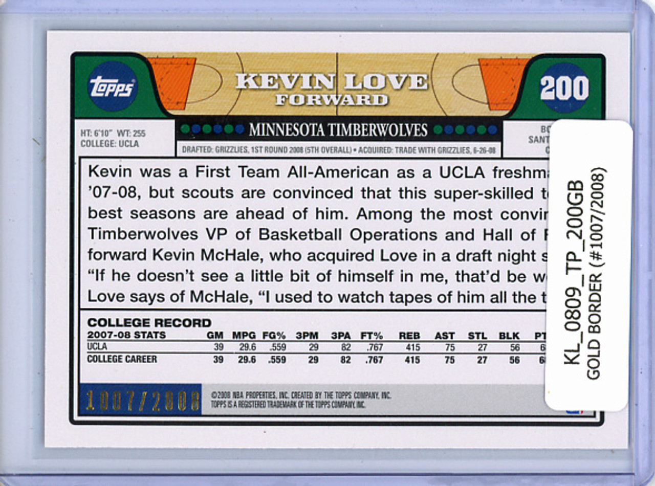 Kevin Love 2008-09 Topps #200 Gold Border (#1007/2008)