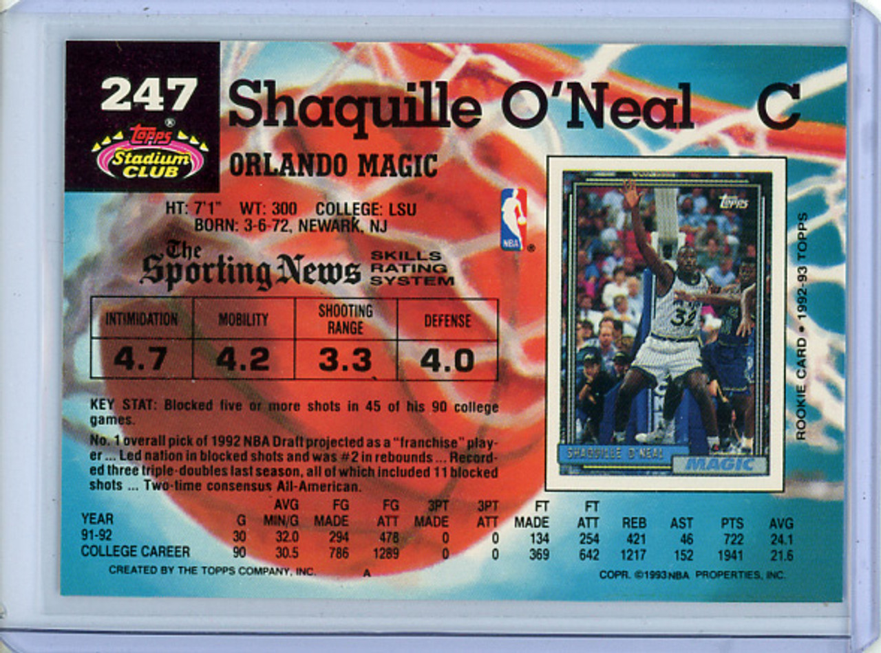 Shaquille O'Neal 1992-93 Stadium Club #247 (1)