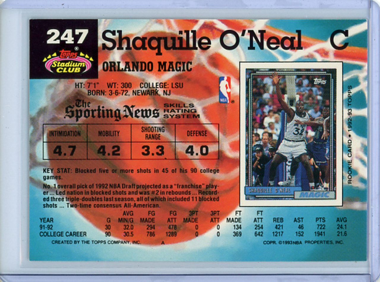 Shaquille O'Neal 1992-93 Stadium Club #247 (3)