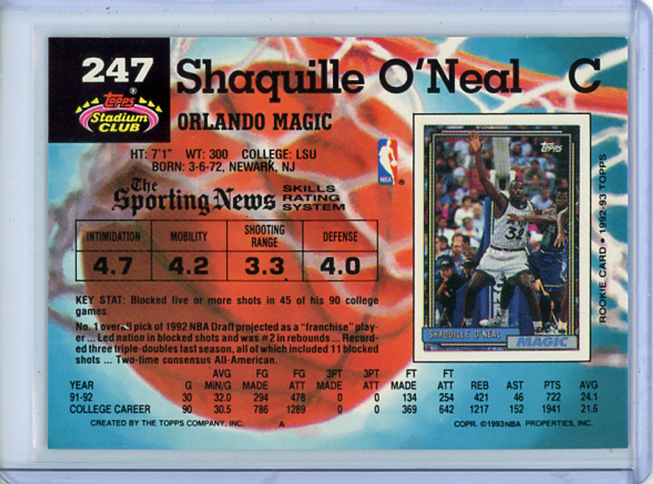 Shaquille O'Neal 1992-93 Stadium Club #247 (4)