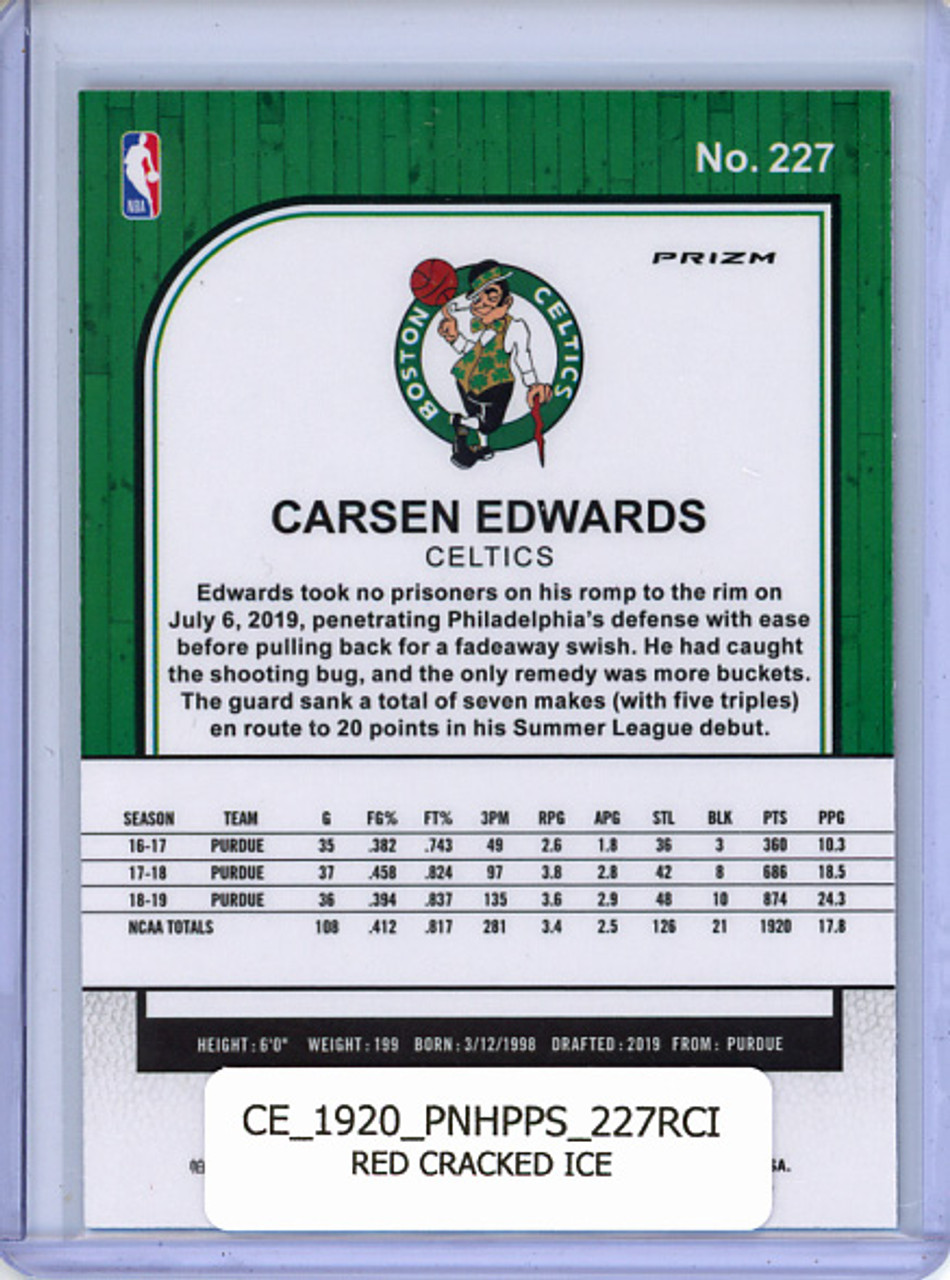 Carsen Edwards 2019-20 Hoops Premium Stock #227 Red Cracked Ice