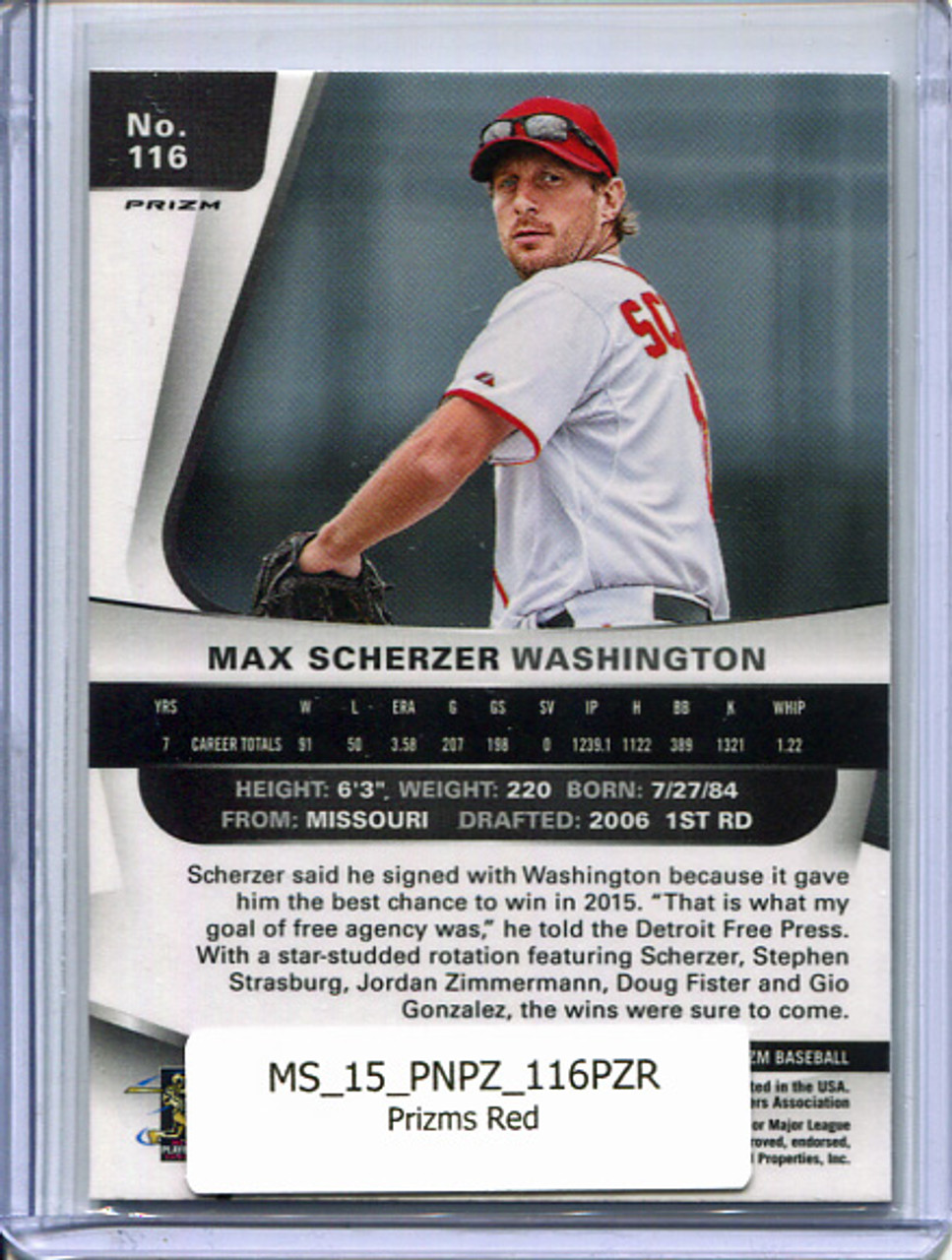 Max Scherzer 2015 Prizm #116 Red Baseball