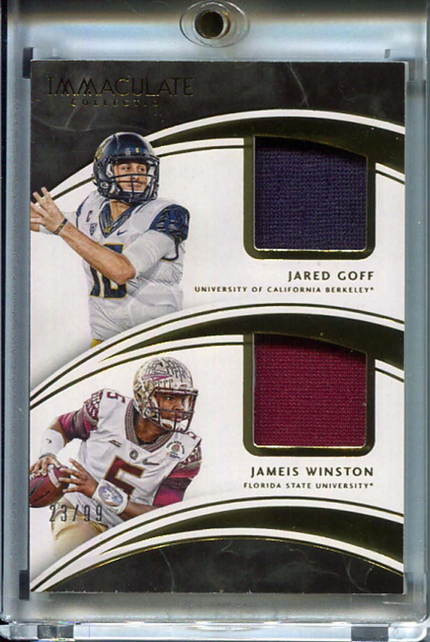 Jared Goff, Jameis Winston 2016 Immaculate Collegiate, Material Combos #35 (#23/99)