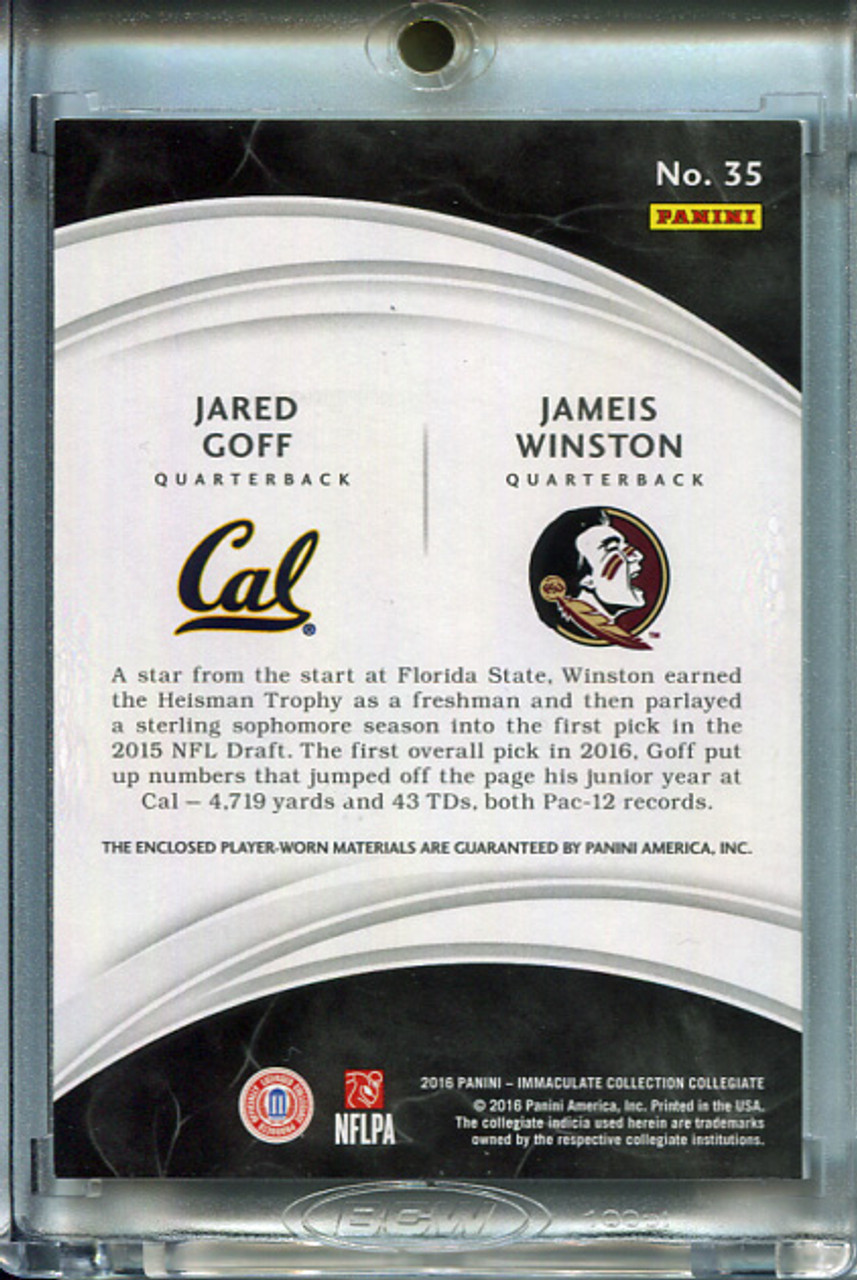 Jared Goff, Jameis Winston 2016 Immaculate Collegiate, Material Combos #35 (#67/99)