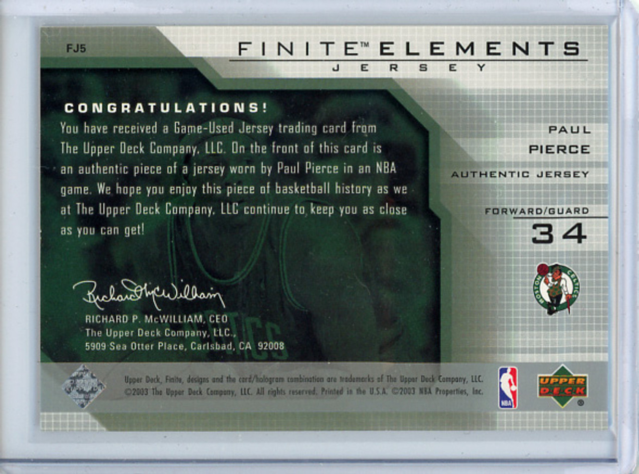 Paul Pierce 2003-04 Finite, Elements Jerseys #FJ5 (2)