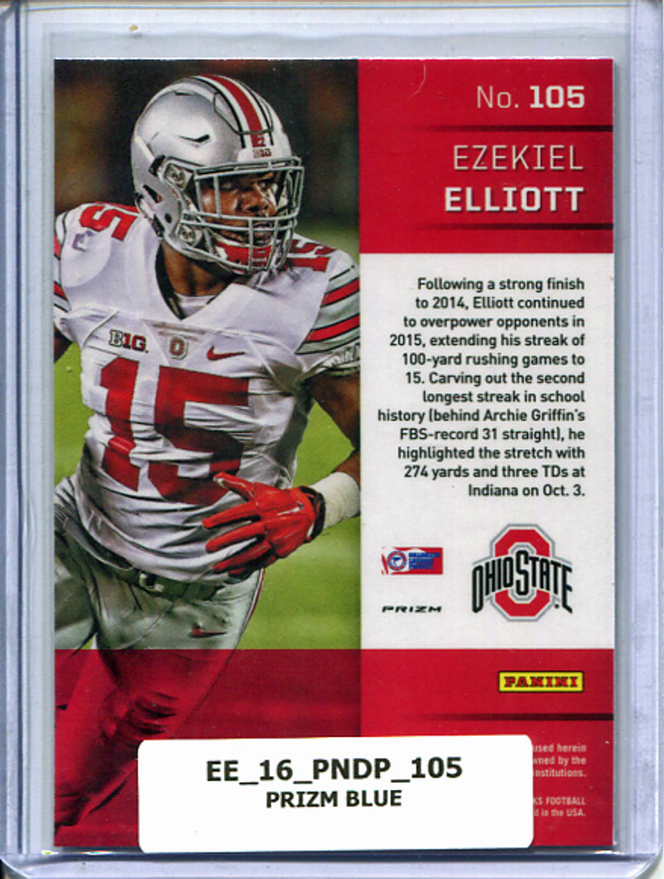 Ezekiel Elliott 2016 Prizm Draft Picks #105 Blue