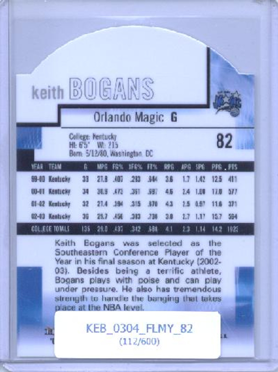 Keith Bogans 2003-04 Mystique #82 Die Cut (#112/600)