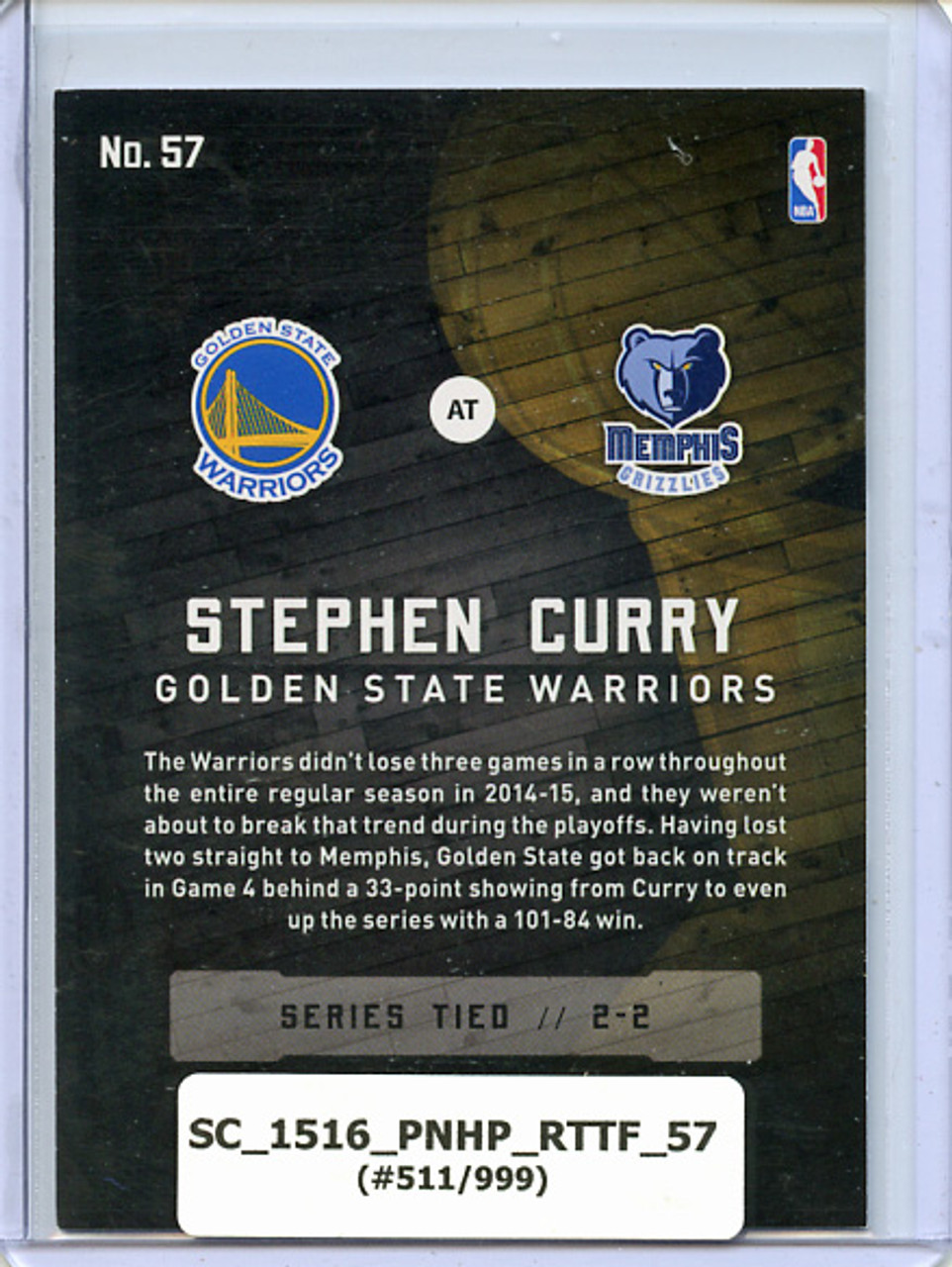 Stephen Curry 2015-16 Hoops, Road to the Finals #57 Second Round (#511/999)