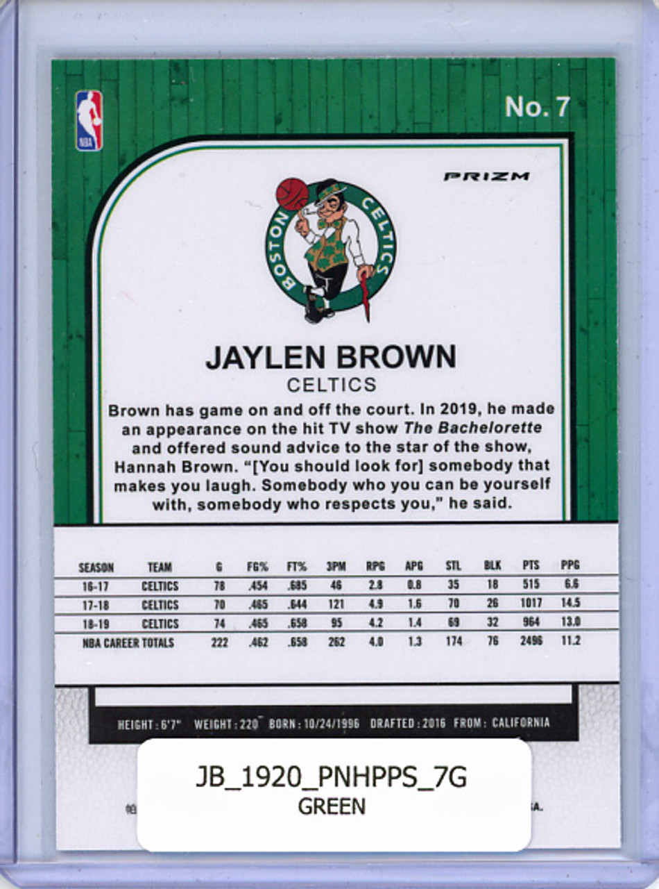 Jaylen Brown 2019-20 Hoops Premium Stock #7 Green