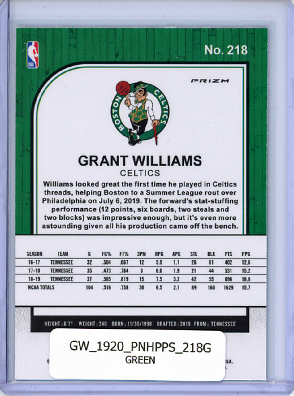 Grant Williams 2019-20 Hoops Premium Stock #218 Green