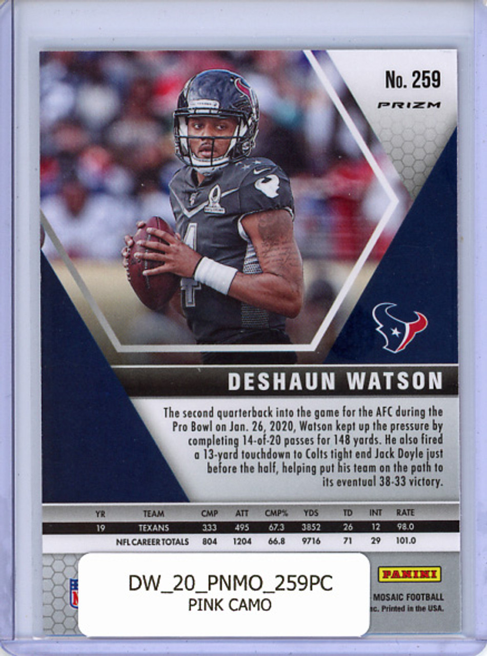 Deshaun Watson 2020 Mosaic #259 Pro Bowl Pink Camo