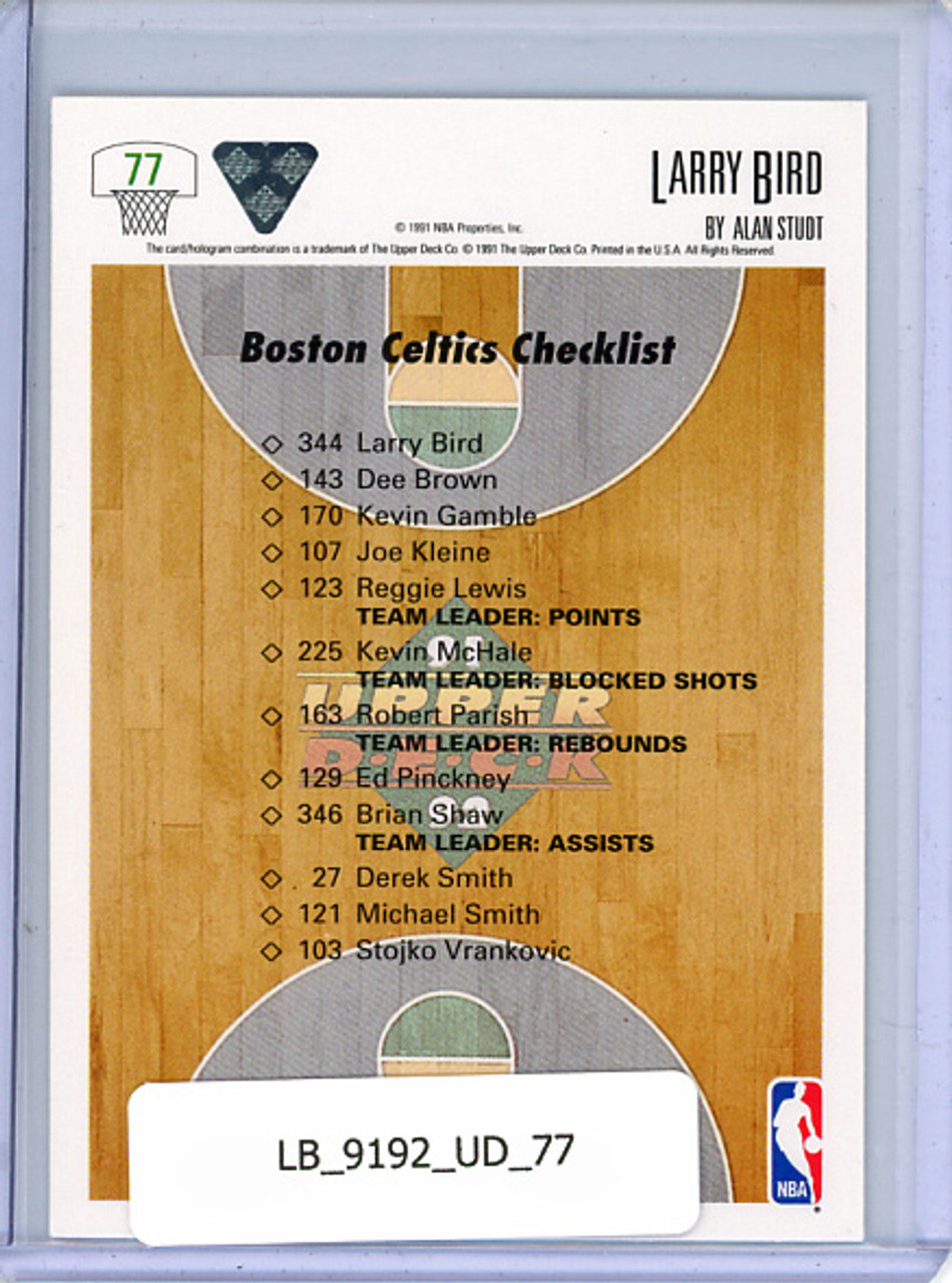 Larry Bird 1991-92 Upper Deck #77 Team Checklist
