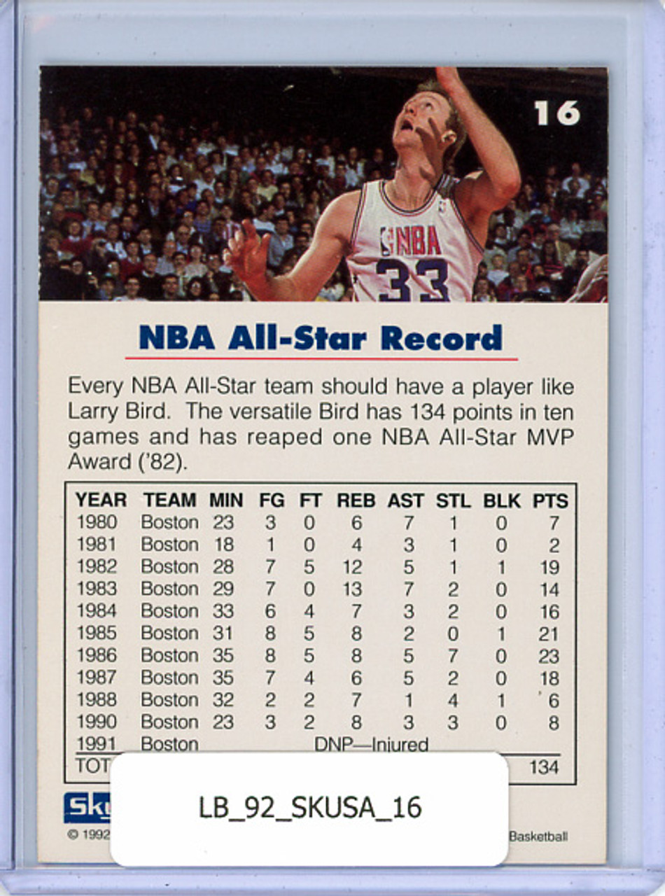 Larry Bird 1992 Skybox USA #16 NBA All-Star Record