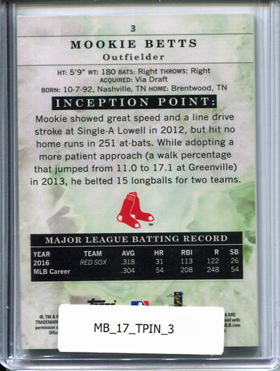 Mookie Betts 2017 Inception #3