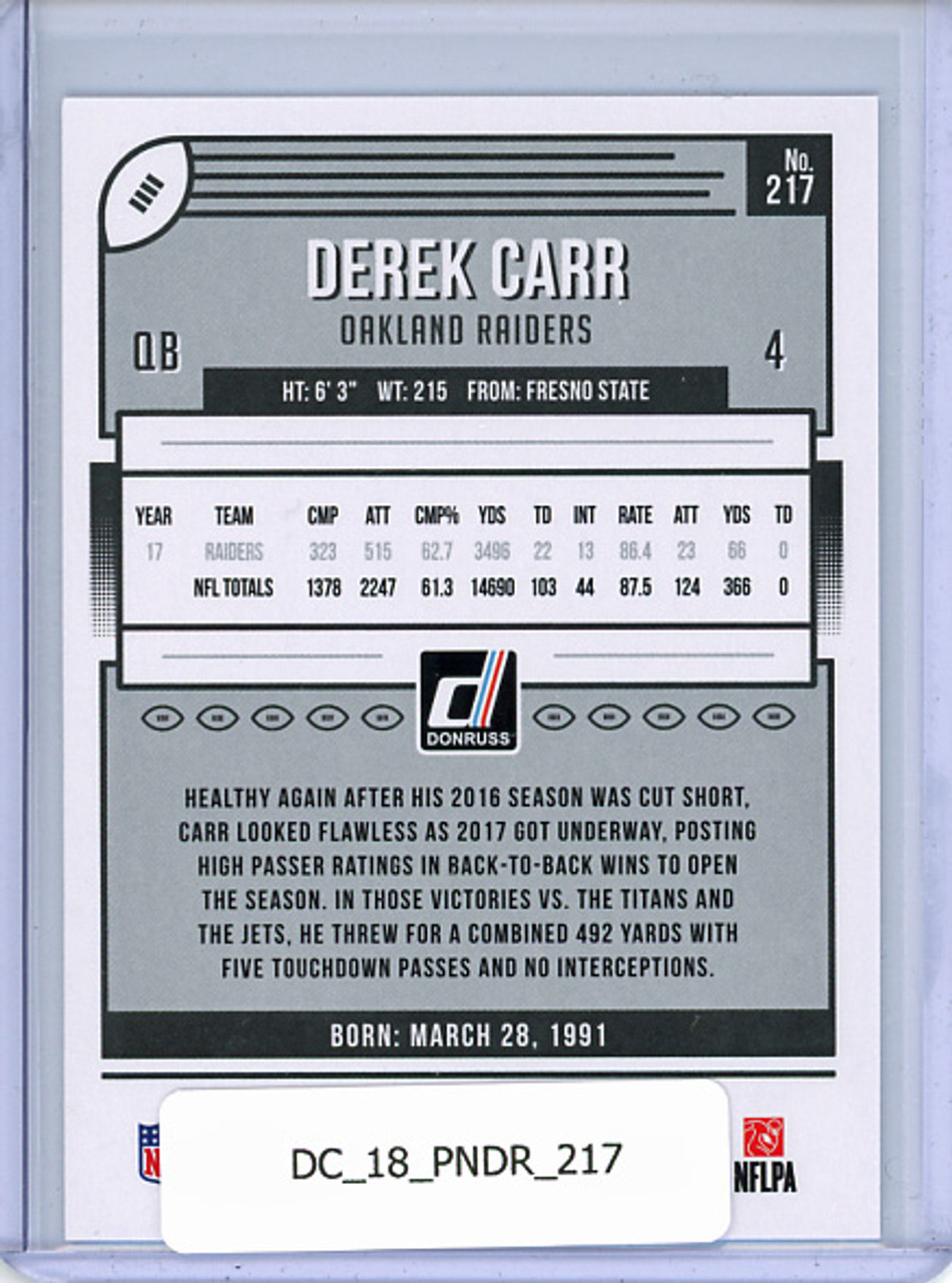 Derek Carr 2018 Donruss #217