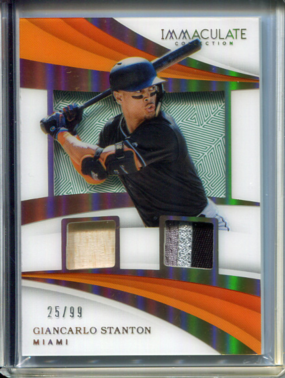 Giancarlo Stanton 2018 Immaculate, Shadowbox Dual Materials #SBM-GS (#25/99)