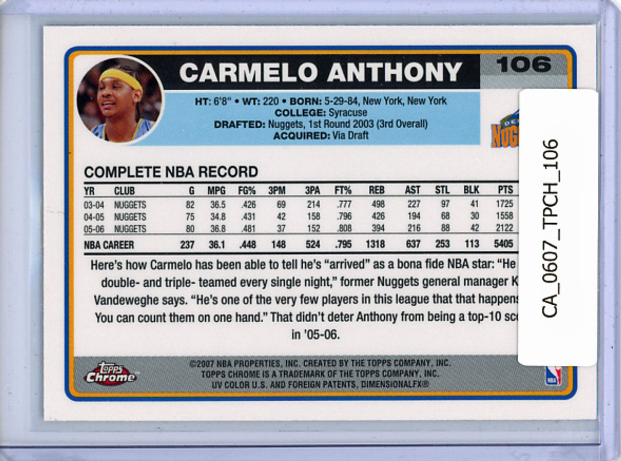Carmelo Anthony 2006-07 Topps Chrome #106