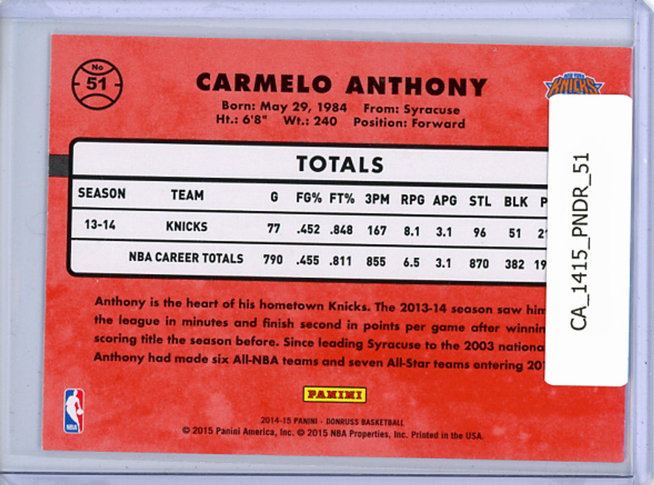 Carmelo Anthony 2014-15 Donruss #51