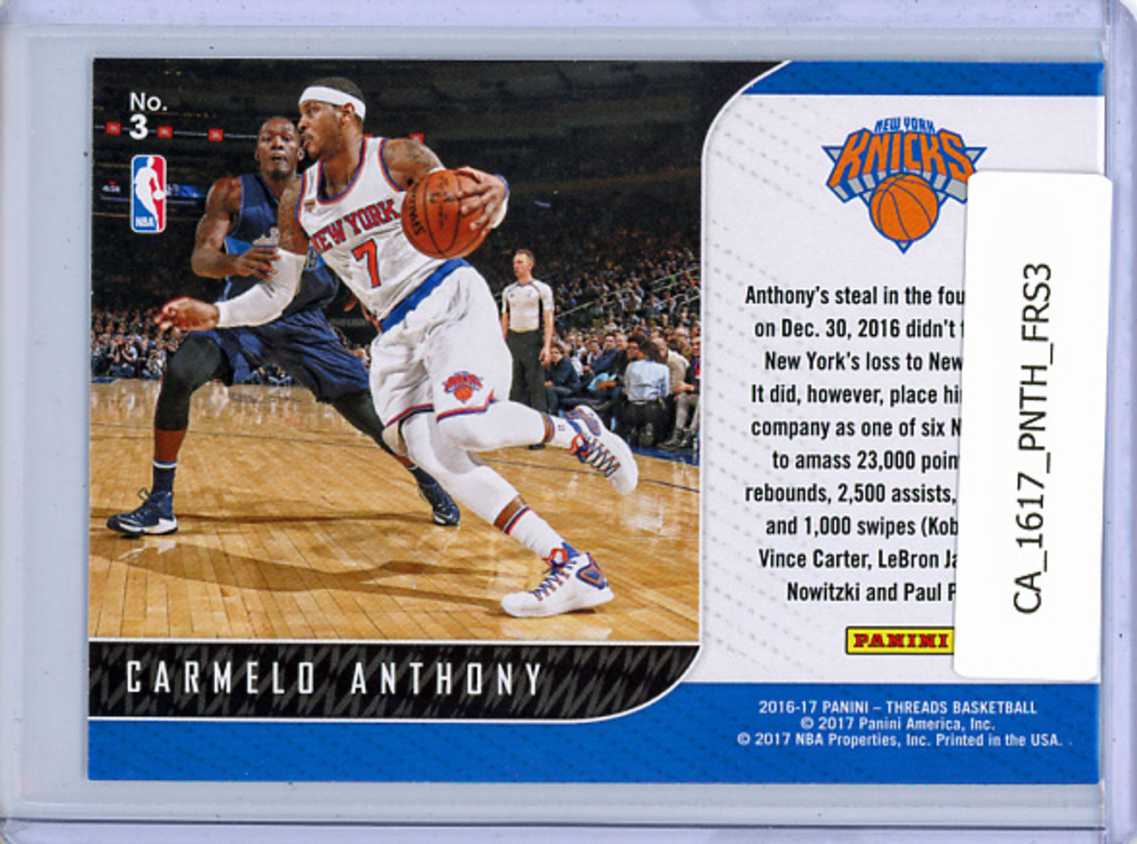Carmelo Anthony 2016-17 Threads, Front-Row Seat #3