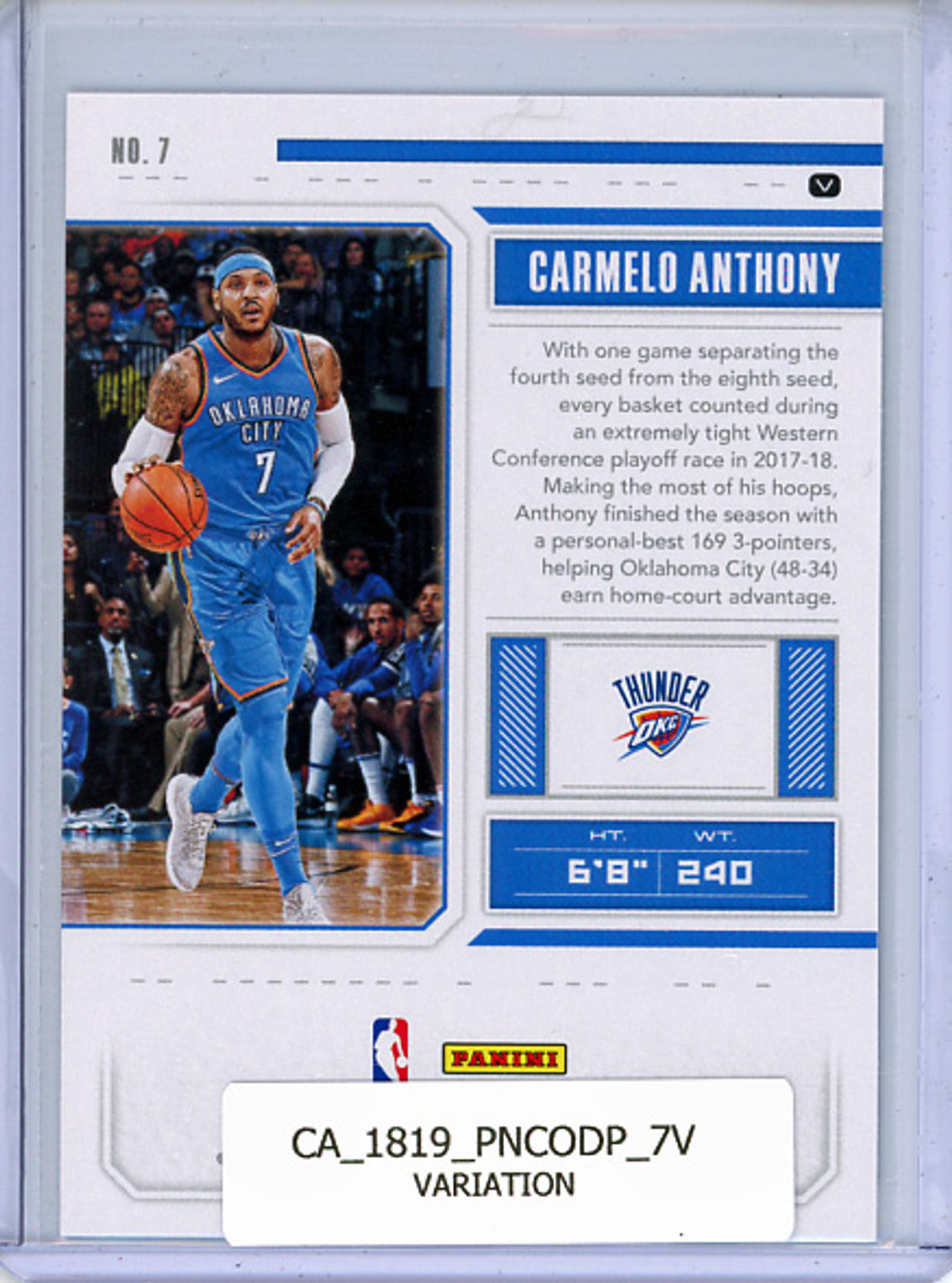 Carmelo Anthony 2018-19 Contenders Draft Picks #7 Variations