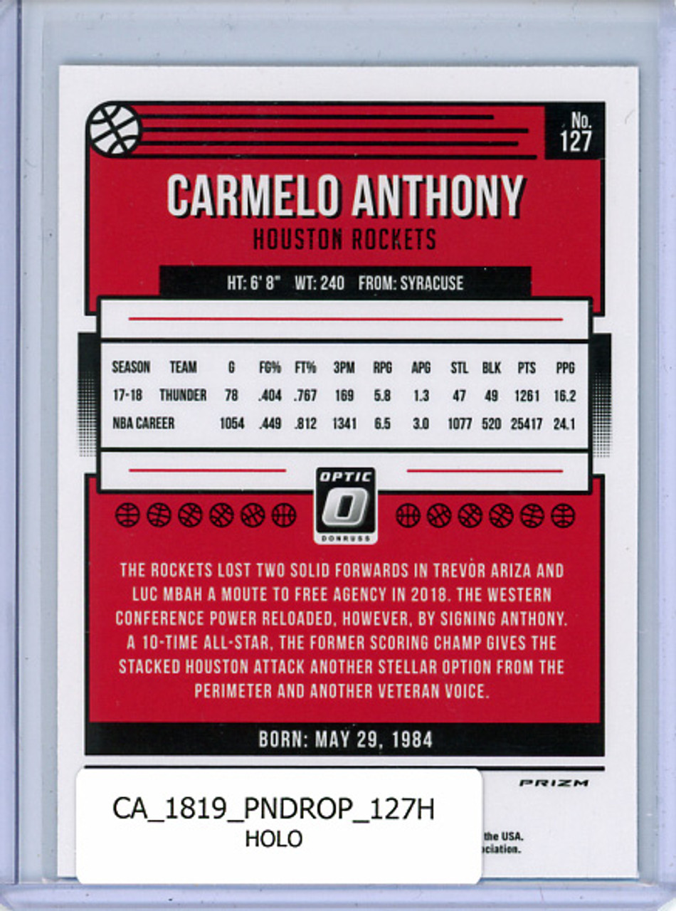 Carmelo Anthony 2018-19 Donruss Optic #127 Holo