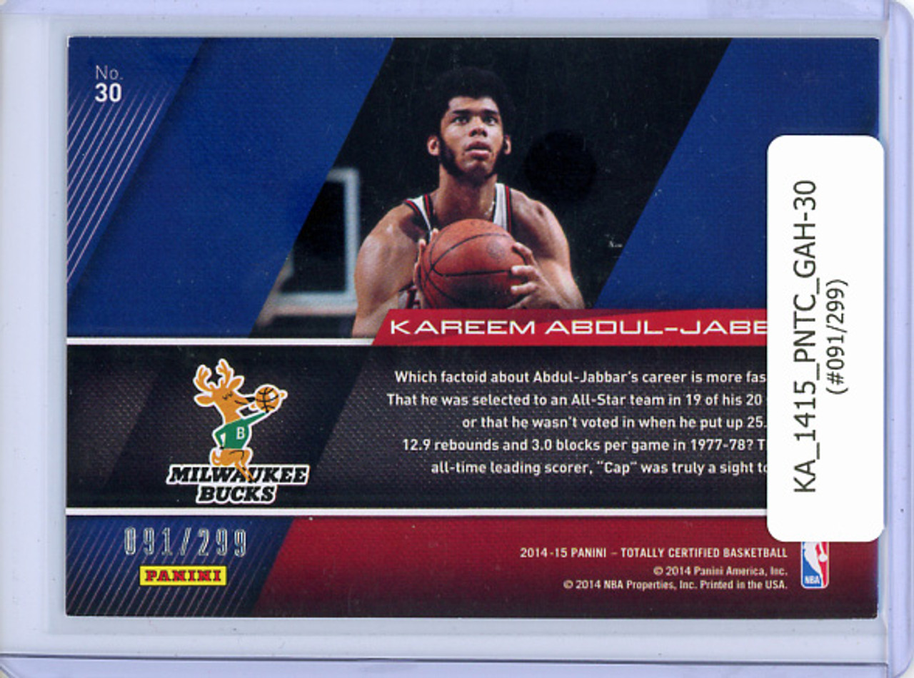 Kareem Abdul-Jabbar 2014-15 Totally Certified, Great American Heroes #30 (#091/299)