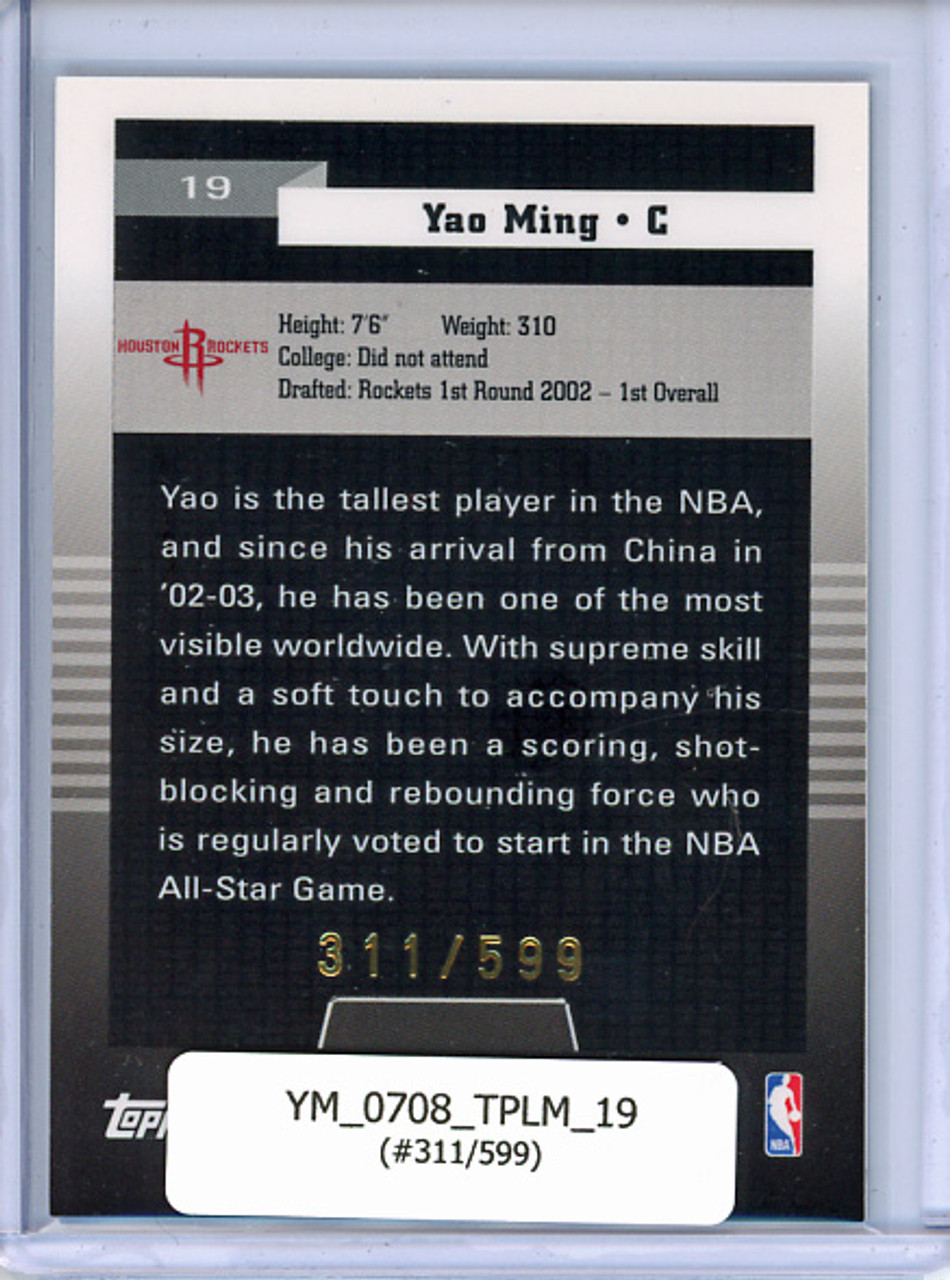 Yao Ming 2007-08 Topps Letterman #19 (#311/599)
