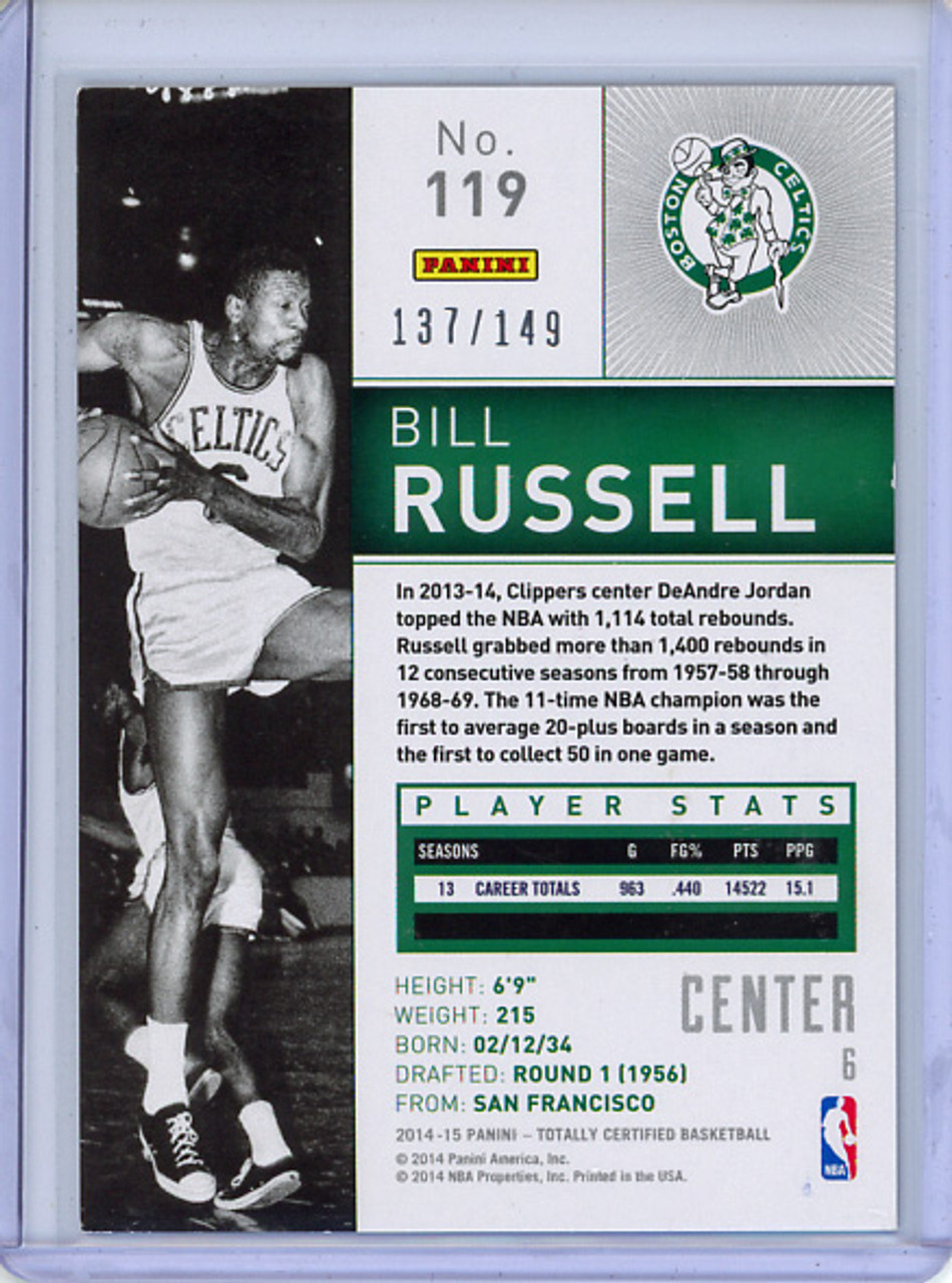 Bill Russell 2014-15 Totally Certified #119 Platinum Blue (#137/149)
