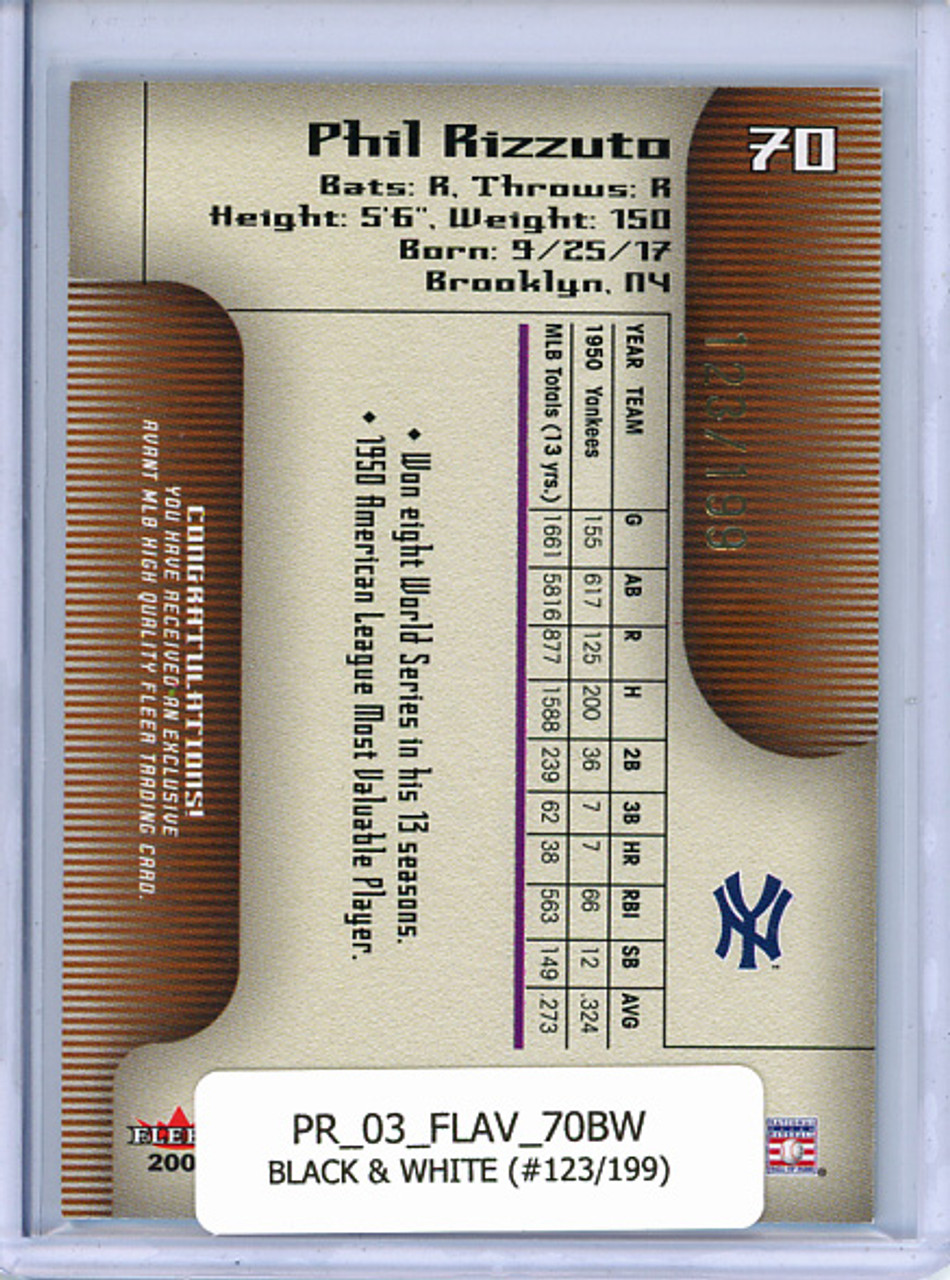 Phil Rizzuto 2003 Avant #70 Black & White (#123/199) - Bottom Edge Damage