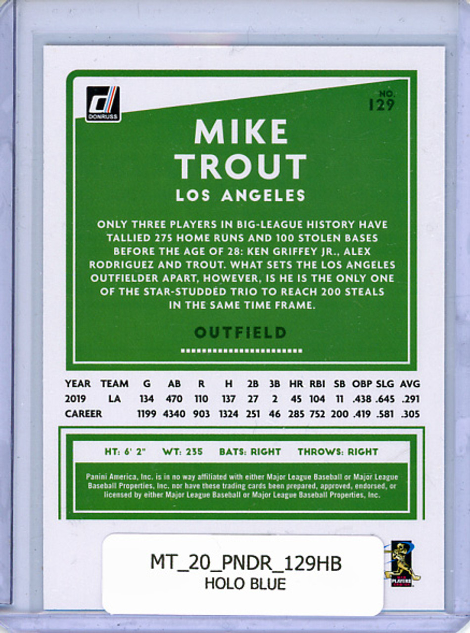 Mike Trout 2020 Donruss #129 Holo Blue
