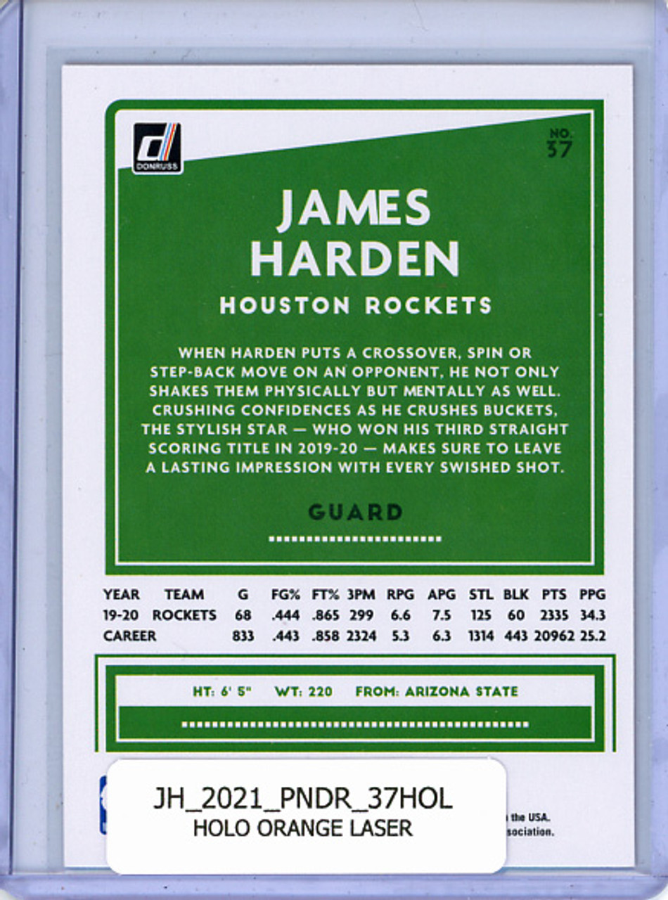 James Harden 2020-21 Donruss #37 Holo Orange Laser
