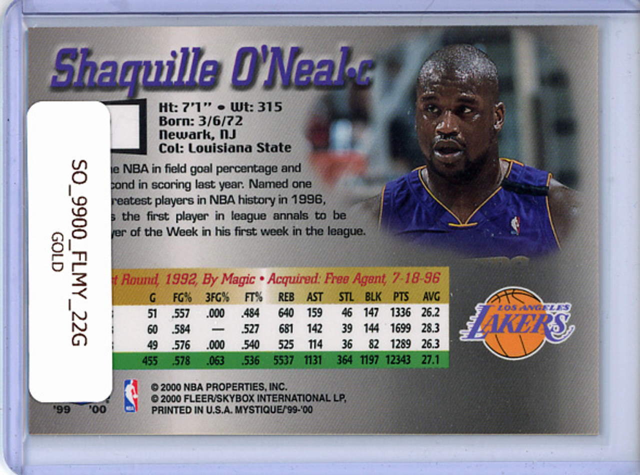 Shaquille O'Neal 1999-00 Mystique #22 Gold