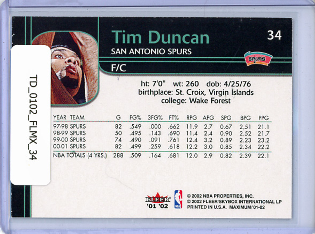 Tim Duncan 2001-02 Maximum #34
