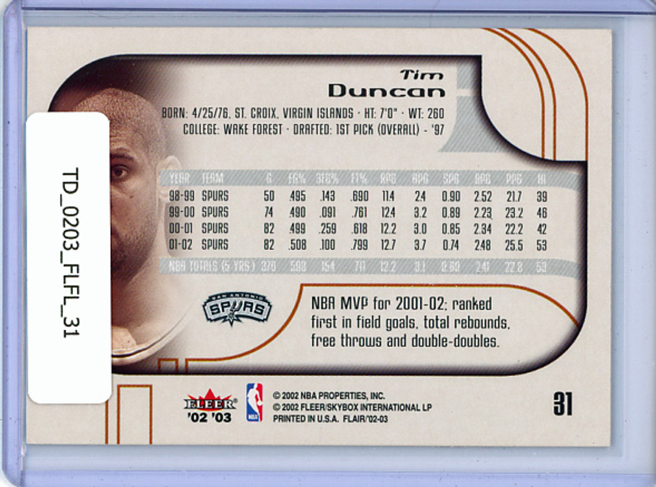 Tim Duncan 2002-03 Flair #31