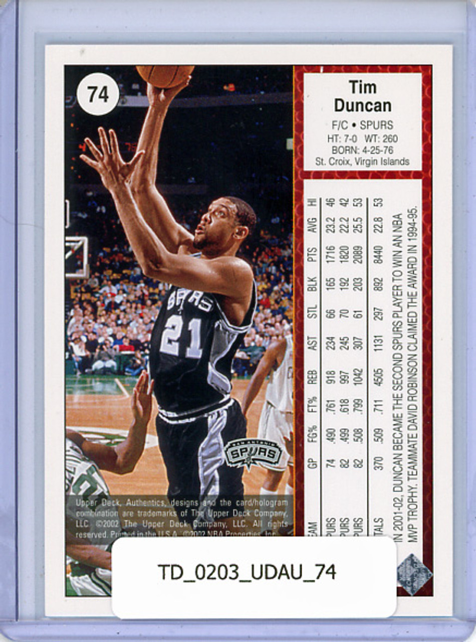 Tim Duncan 2002-03 UD Authentics #74