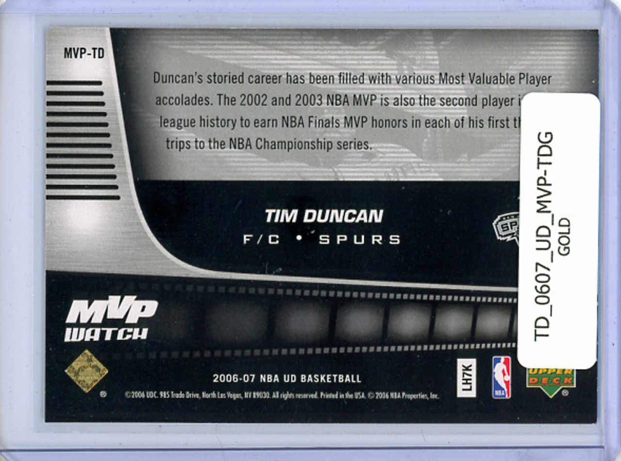 Tim Duncan 2006-07 Upper Deck, MVP Watch #MVP-TD Gold